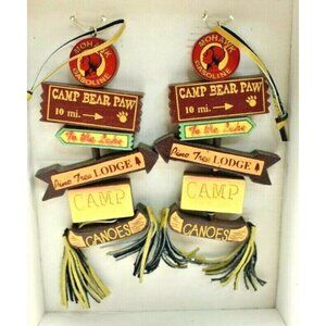 Dillard's Trimmings Retro Style Native Camp Wooden Christmas Ornaments